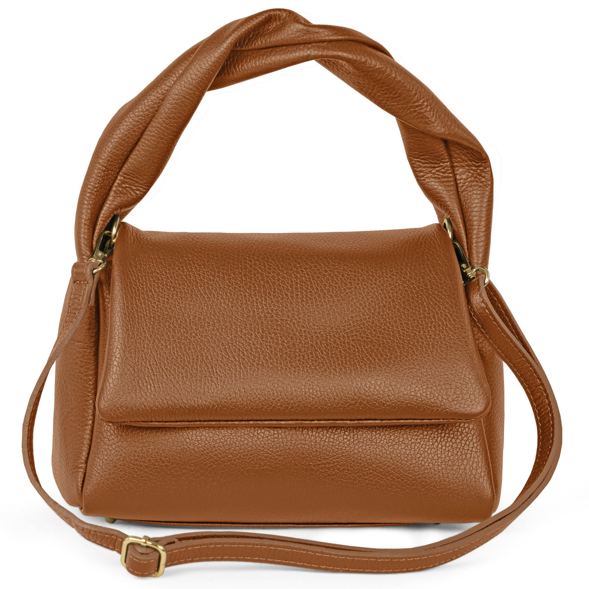 Perugia Italian Leather Bag with Twisted Handle