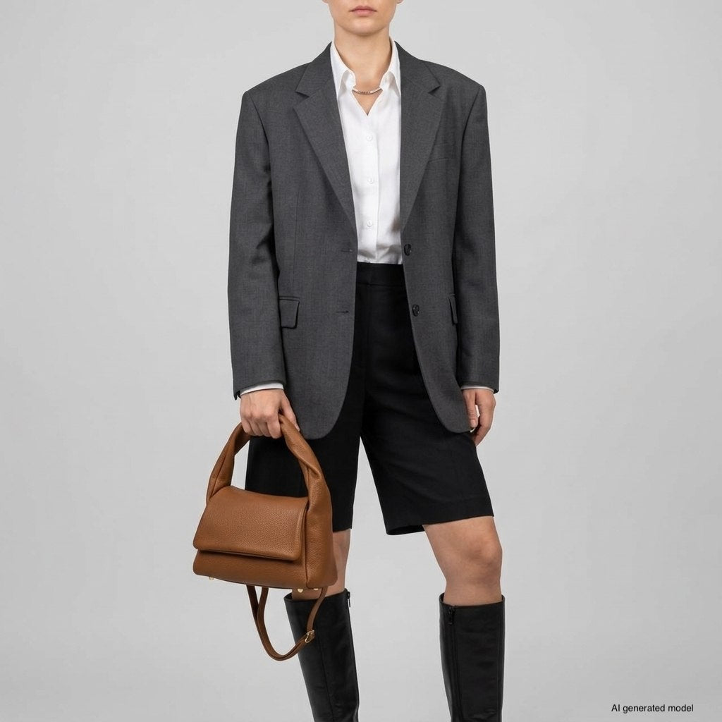 Perugia Italian Leather Bag with Twisted Handle