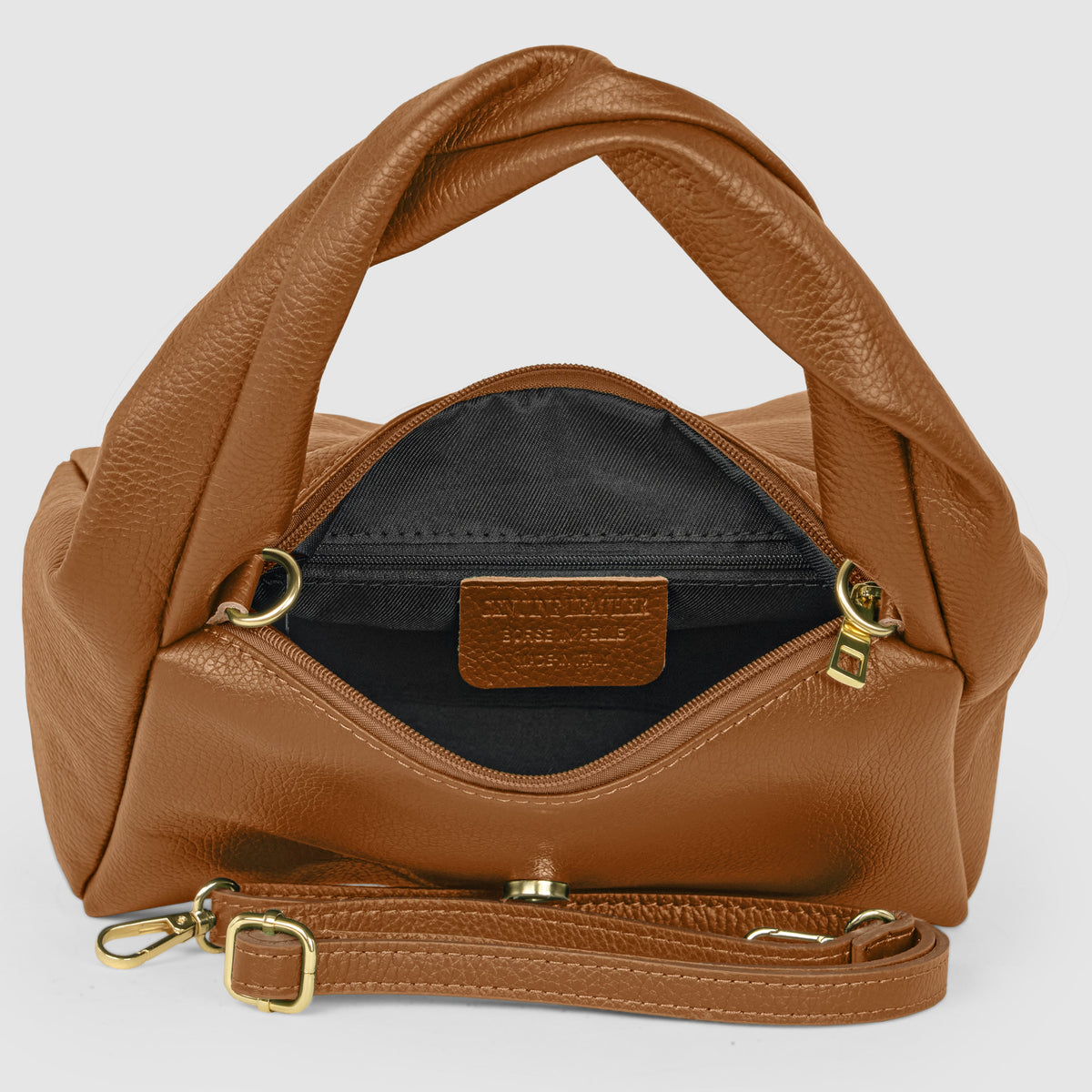 Perugia Italian Leather Bag with Twisted Handle