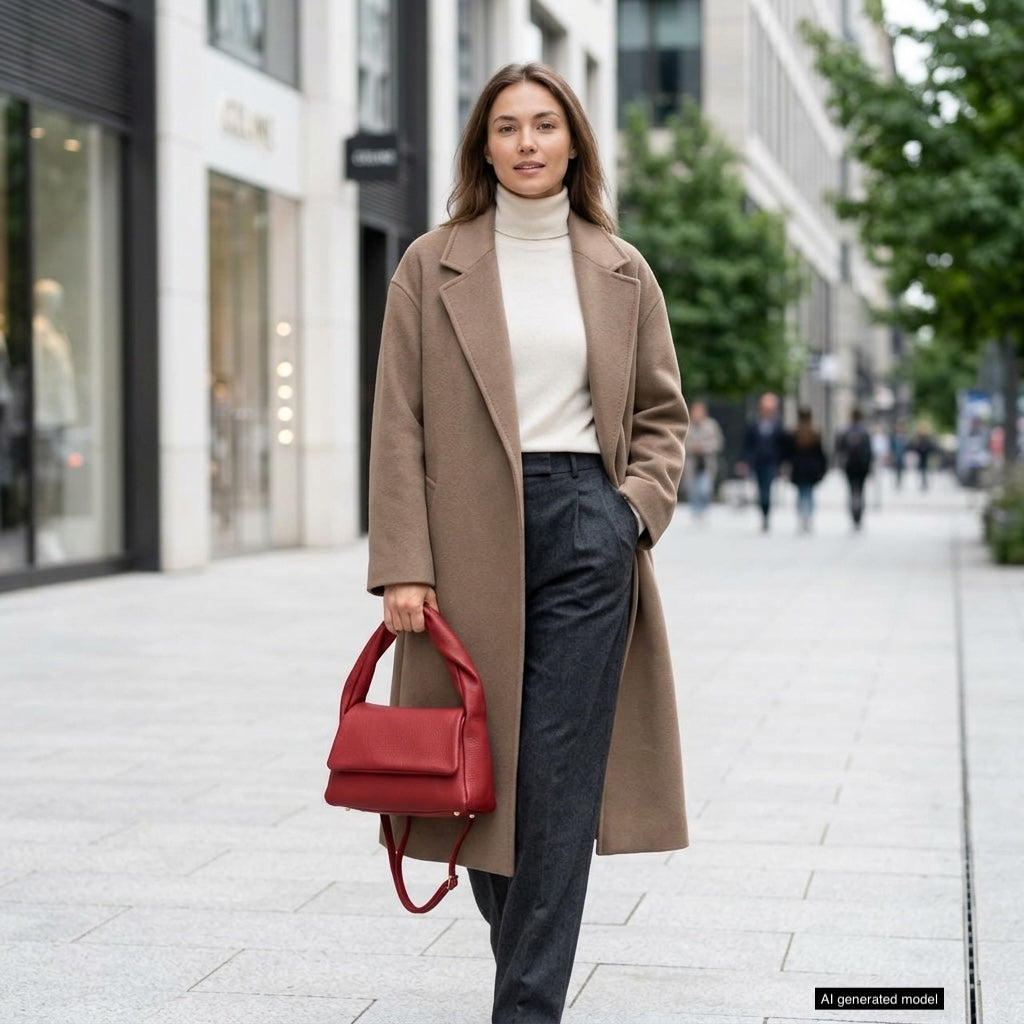 Perugia Italian Leather Bag with Twisted Handle