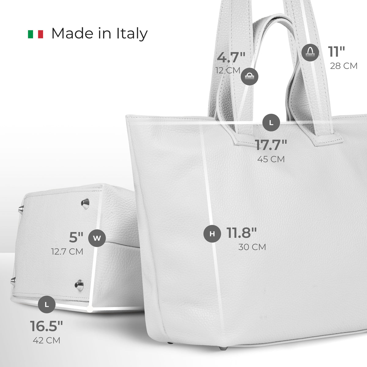 Torino Italian Leather Tote with Zip Top