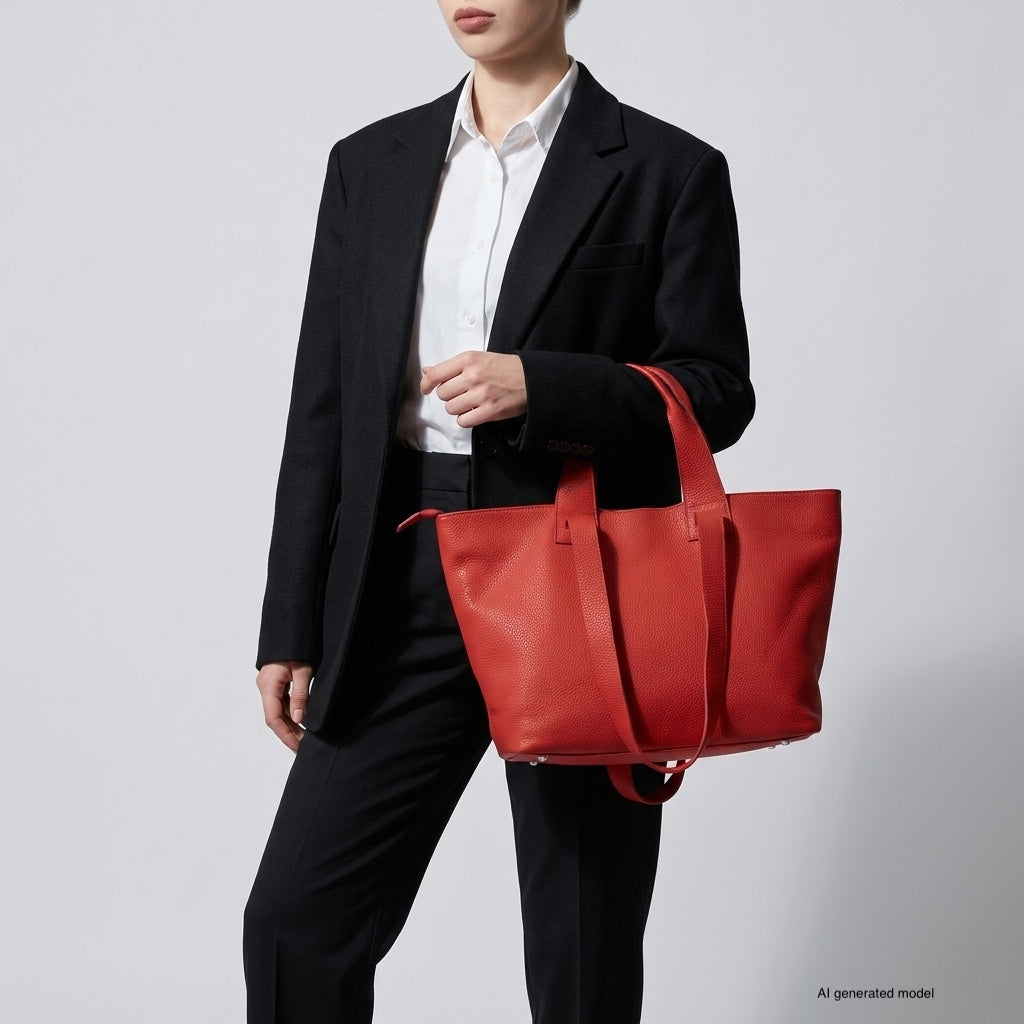 Torino Italian Leather Tote with Zip Top