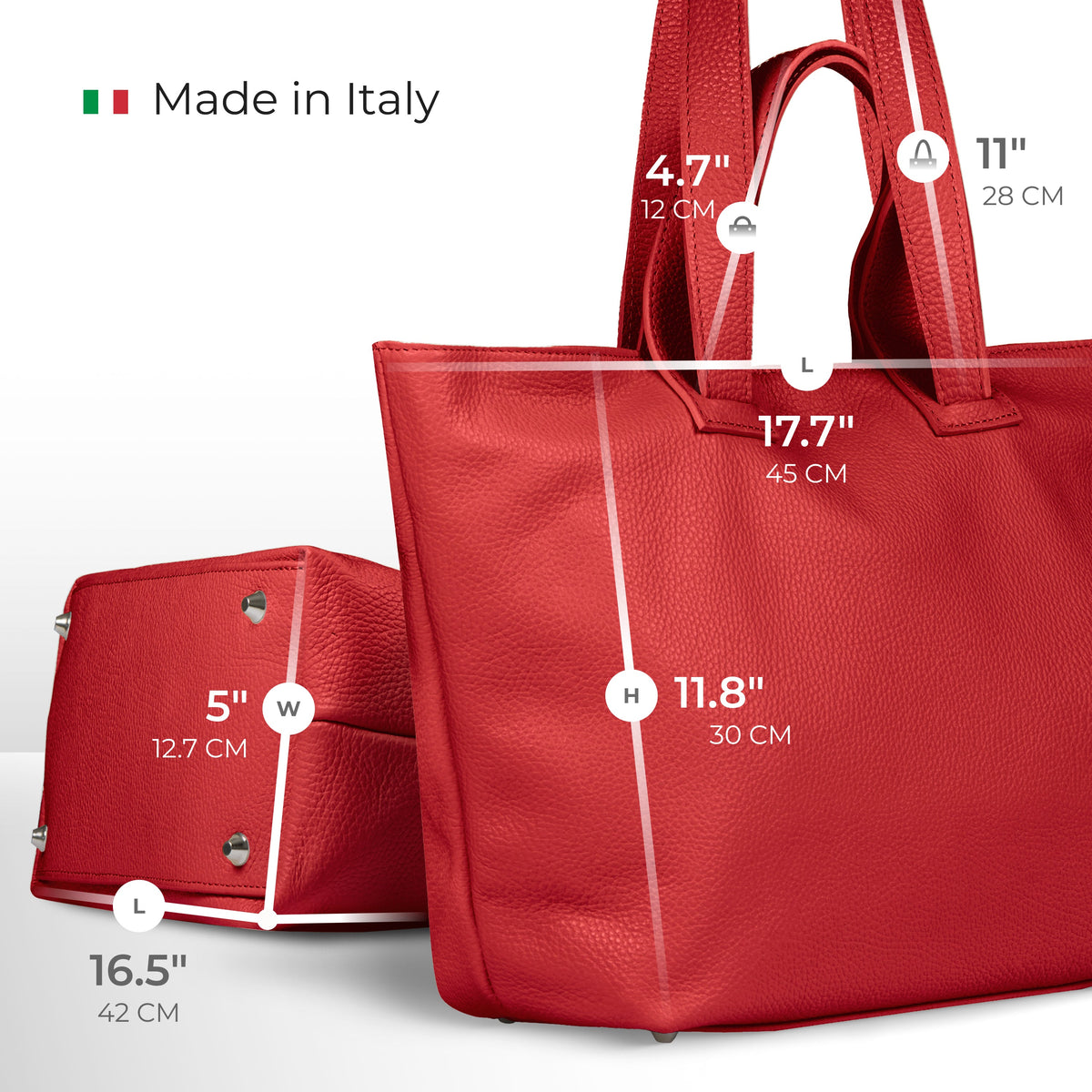 Torino Italian Leather Tote with Zip Top