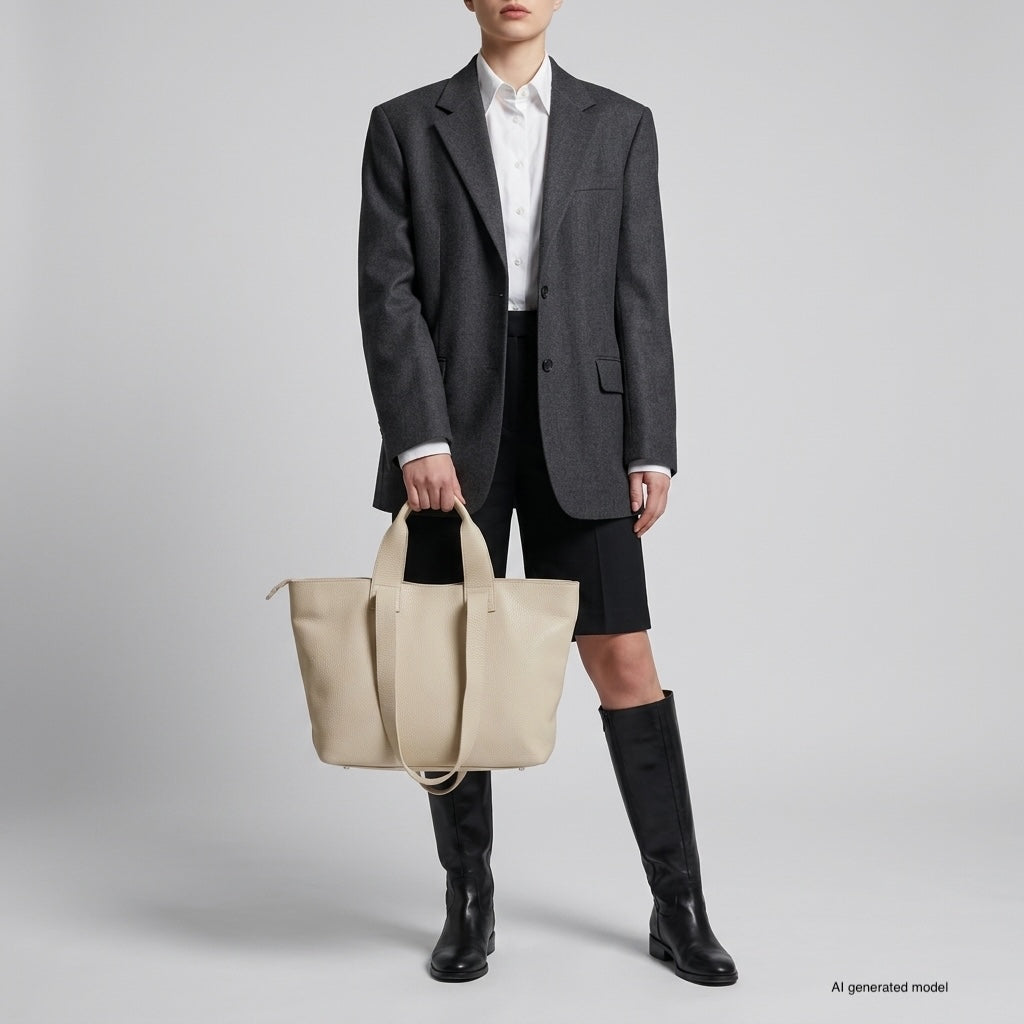Torino Italian Leather Tote with Zip Top