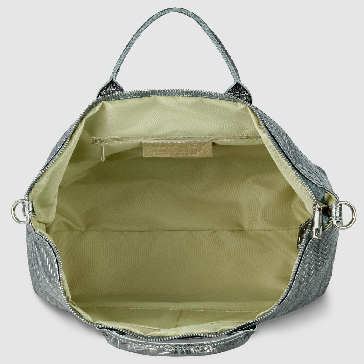 Treviso Italian Metallic Suede Top-Handle Bag