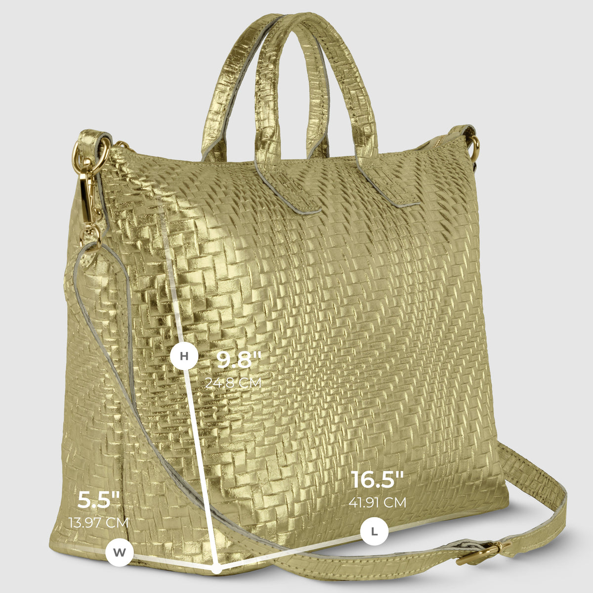 Treviso Italian Metallic Suede Top-Handle Bag