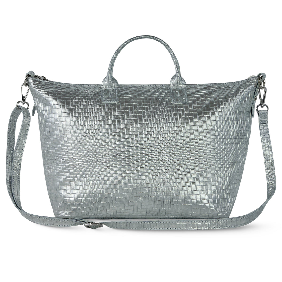 Treviso Italian Metallic Suede Top-Handle Bag