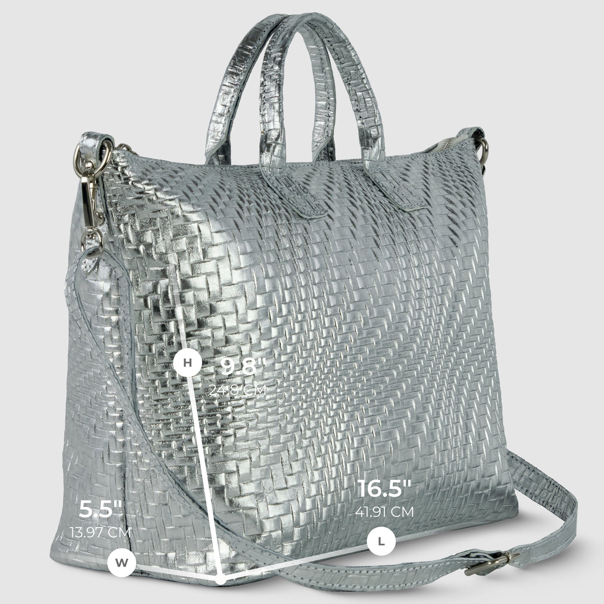 Treviso Italian Metallic Suede Top-Handle Bag