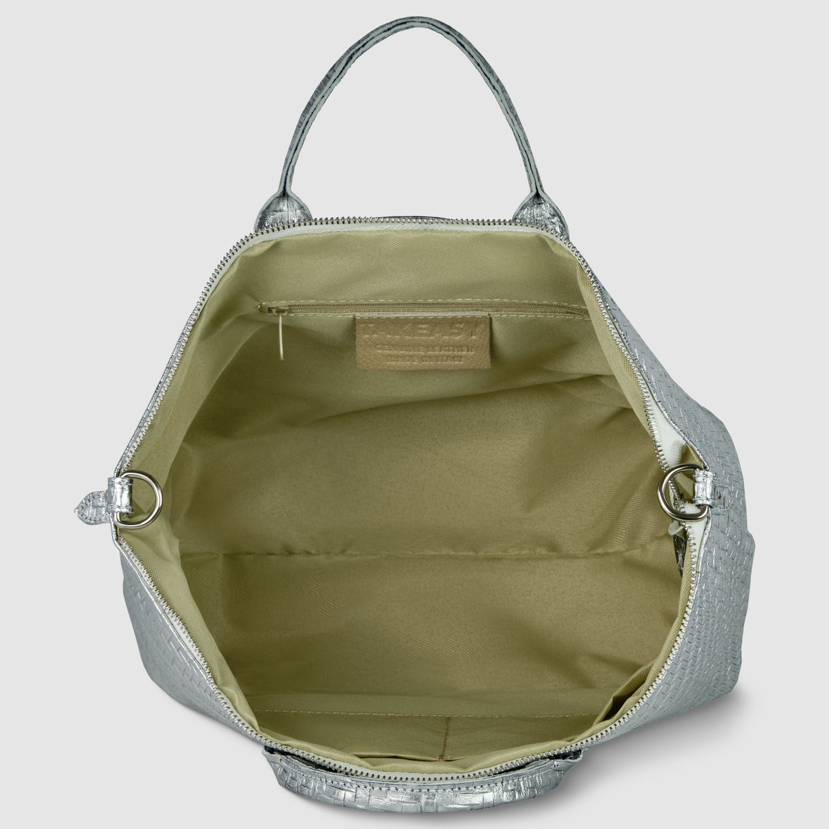 Treviso Italian Metallic Suede Top-Handle Bag