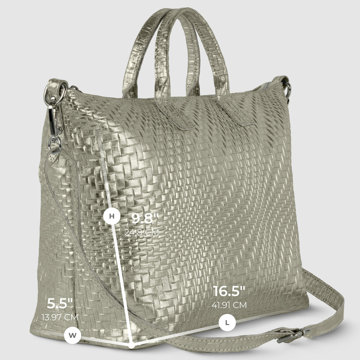 Treviso Italian Metallic Suede Top-Handle Bag