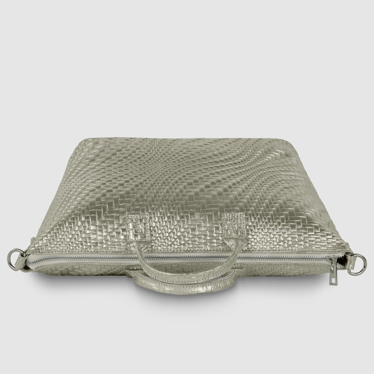 Treviso Italian Metallic Suede Top-Handle Bag