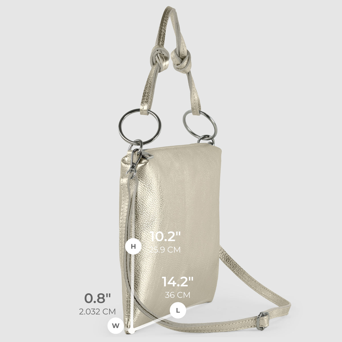 Prato Italian Metallic Leather Shoulder Bag