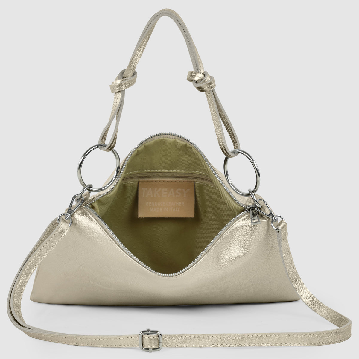 Prato Italian Metallic Leather Shoulder Bag