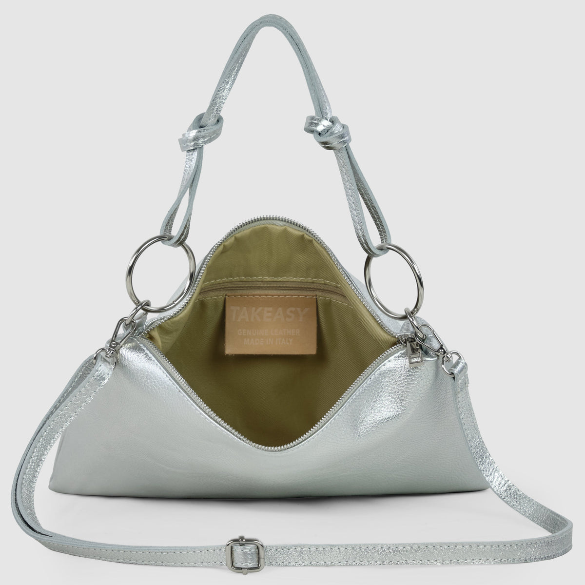 Prato Italian Metallic Leather Shoulder Bag