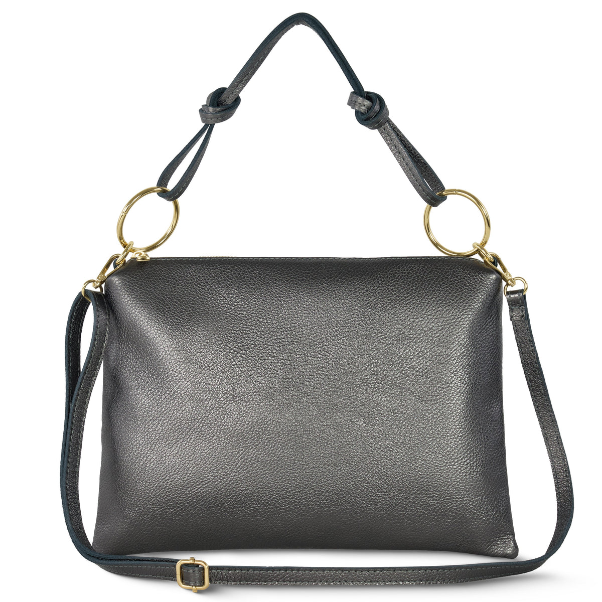 Prato Italian Metallic Leather Shoulder Bag