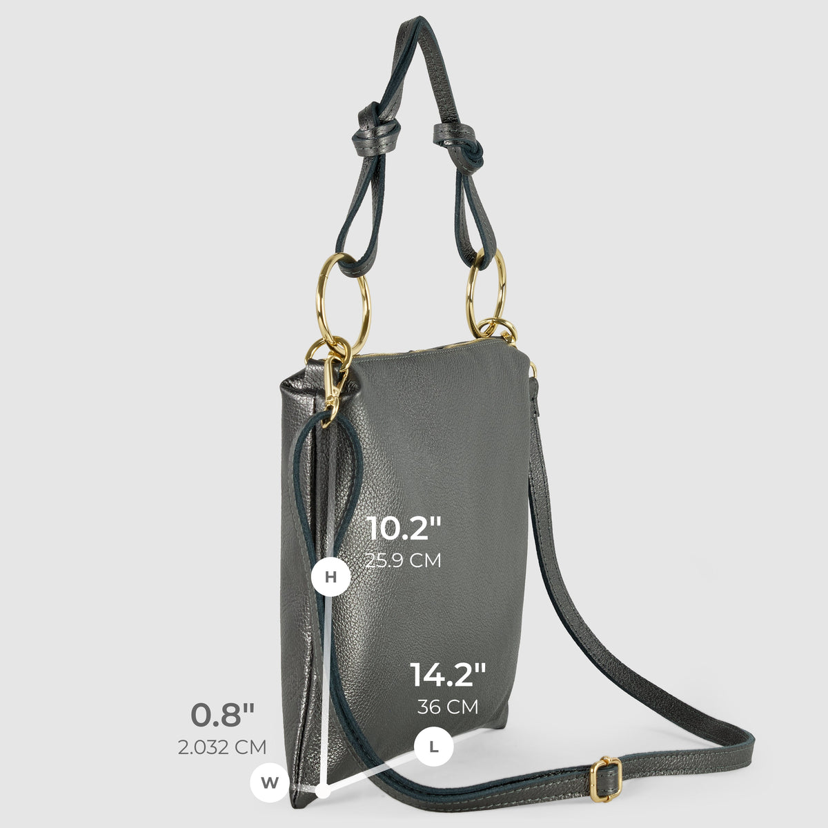 Prato Italian Metallic Leather Shoulder Bag