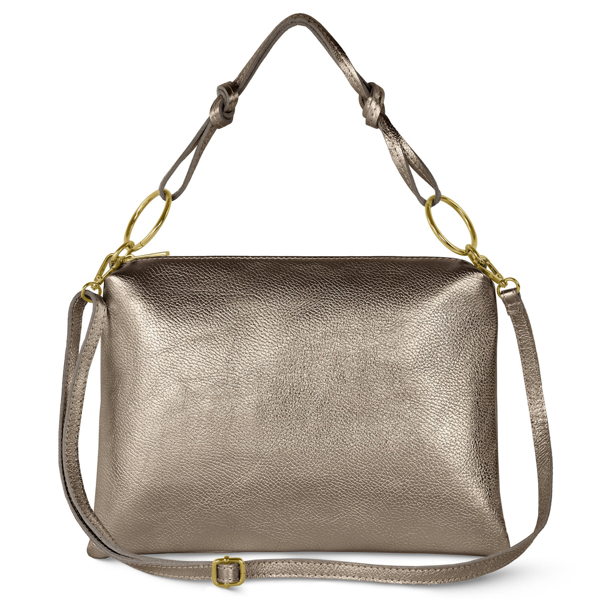 Prato Italian Metallic Leather Shoulder Bag