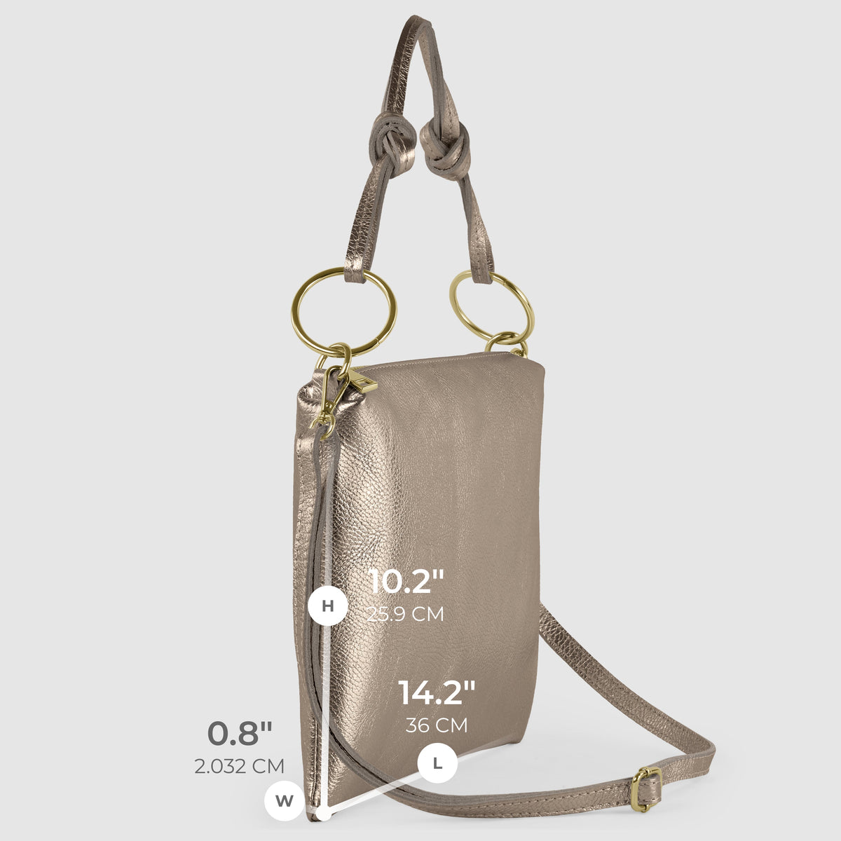 Prato Italian Metallic Leather Shoulder Bag