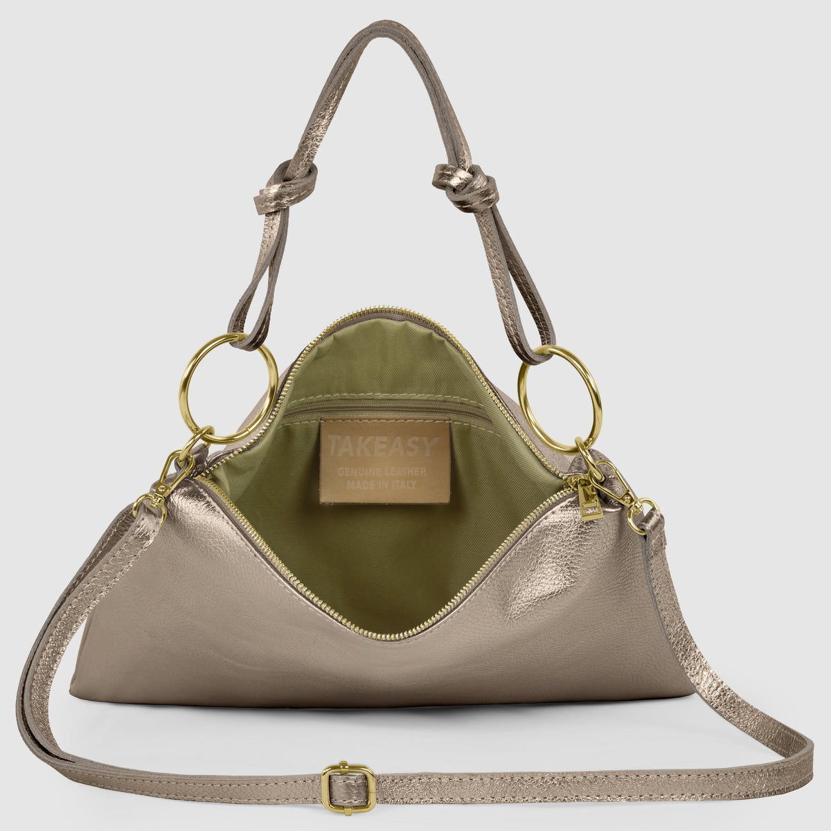 Prato Italian Metallic Leather Shoulder Bag