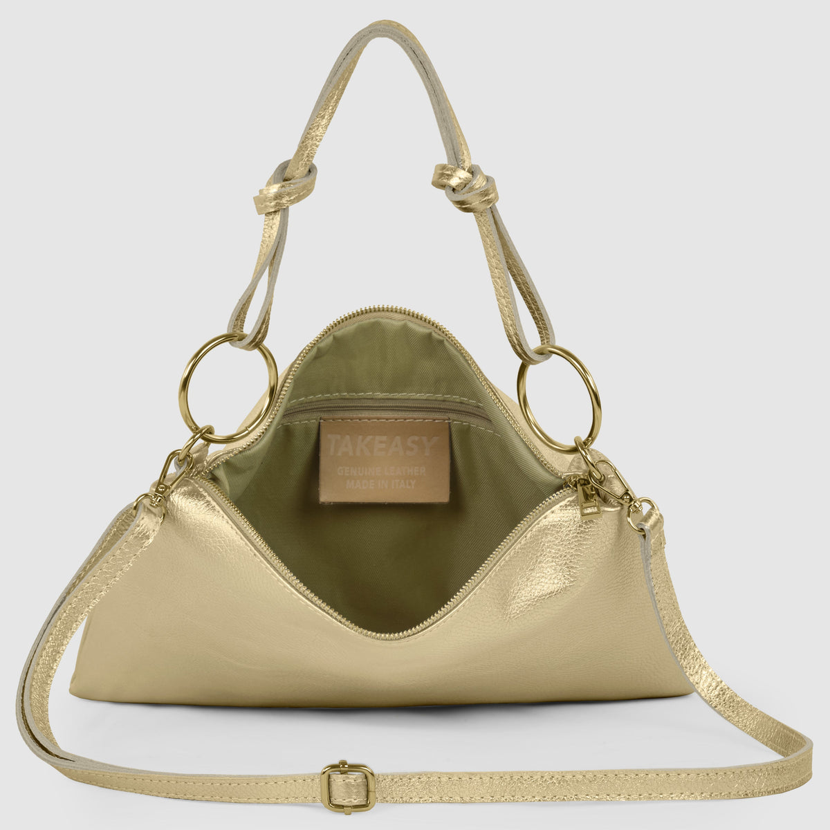 Prato Italian Metallic Leather Shoulder Bag