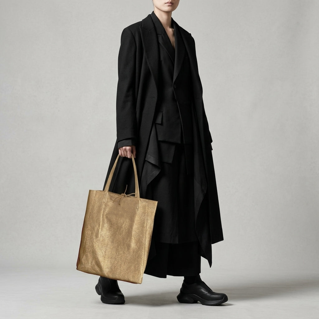 Pisa Italian Metallic Suede Tote Bag