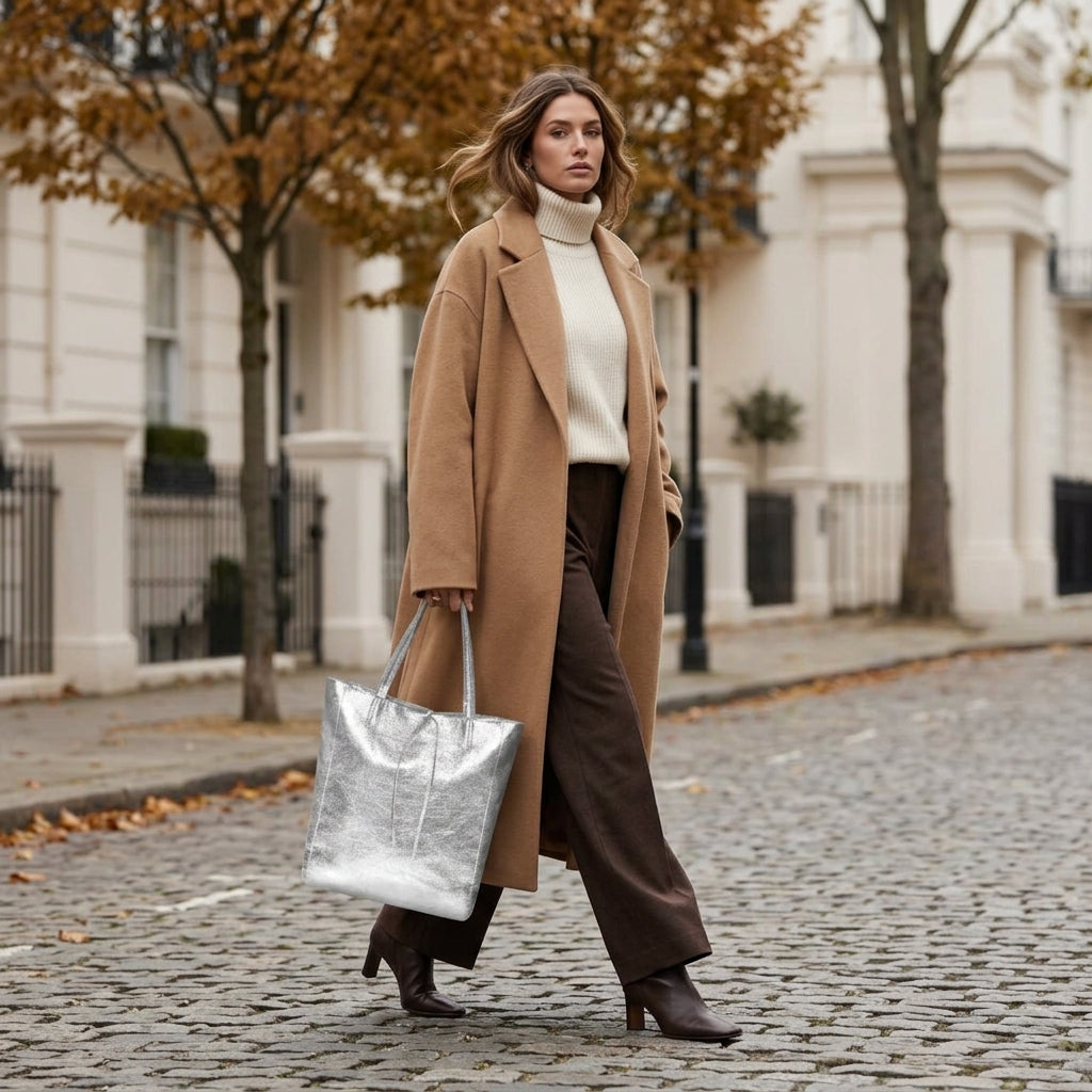 Pisa Italian Metallic Suede Tote Bag