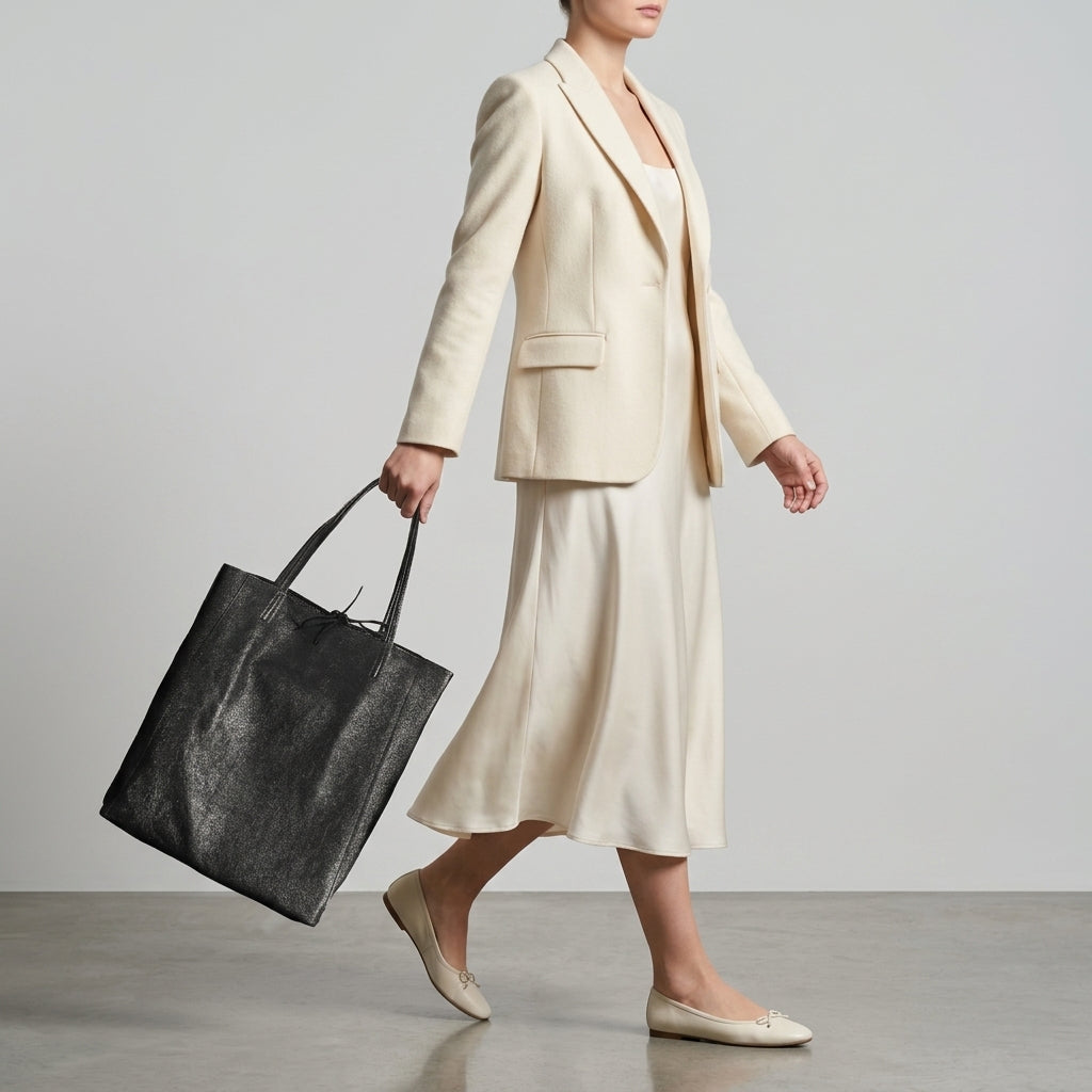 Pisa Italian Metallic Suede Tote Bag