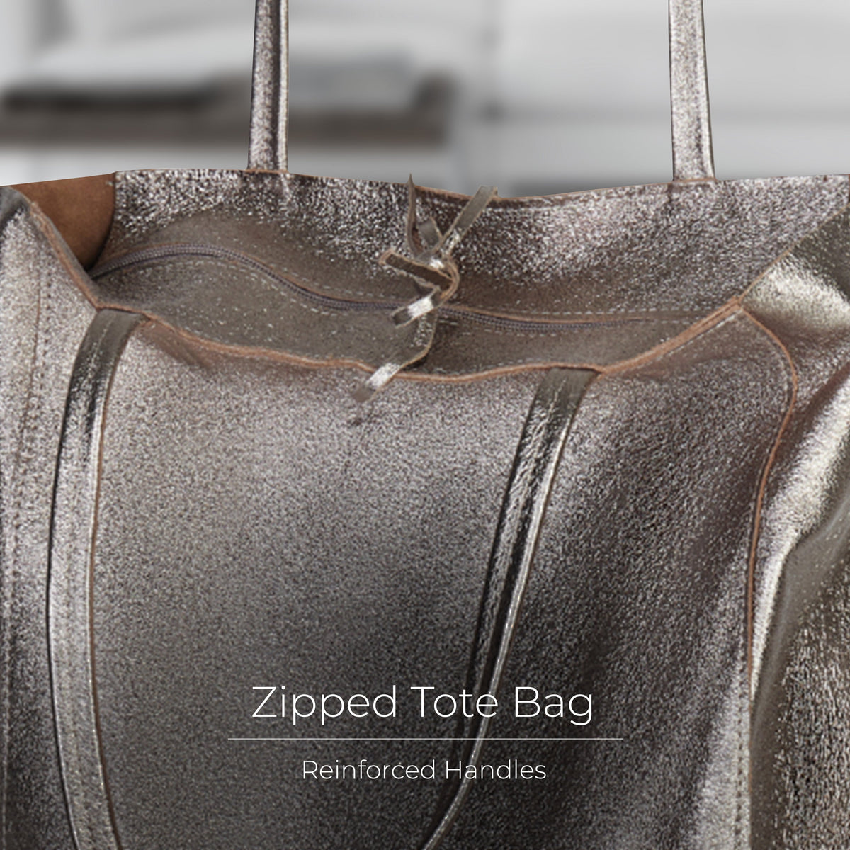 Pisa Italian Metallic Suede Tote Bag
