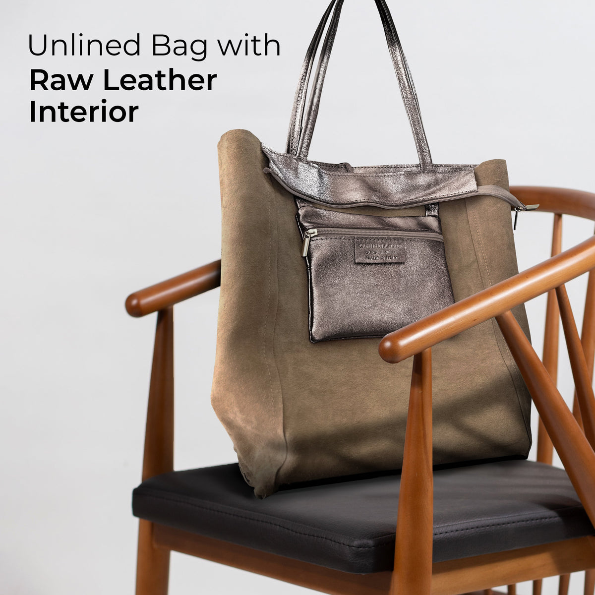 Pisa Italian Metallic Suede Tote Bag