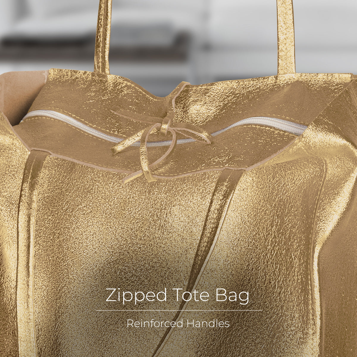 Pisa Italian Metallic Suede Tote Bag