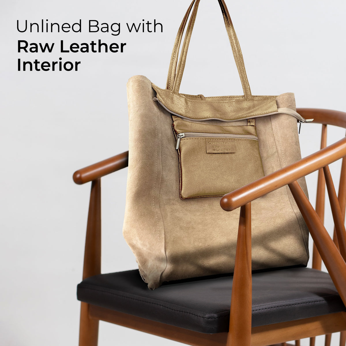 Pisa Italian Metallic Suede Tote Bag