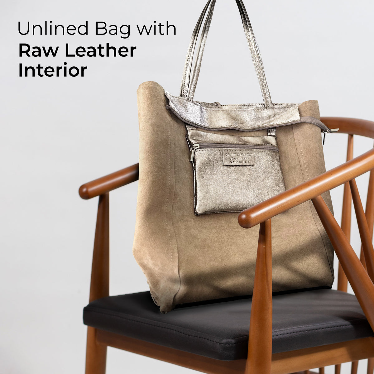 Pisa Italian Metallic Suede Tote Bag