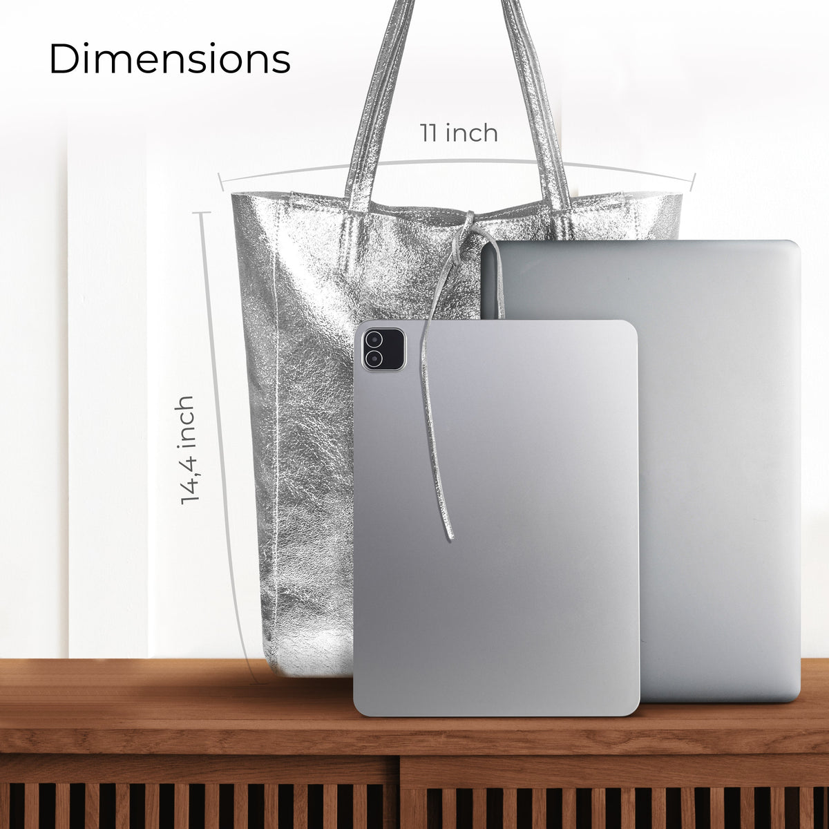 Pisa Italian Metallic Suede Tote Bag