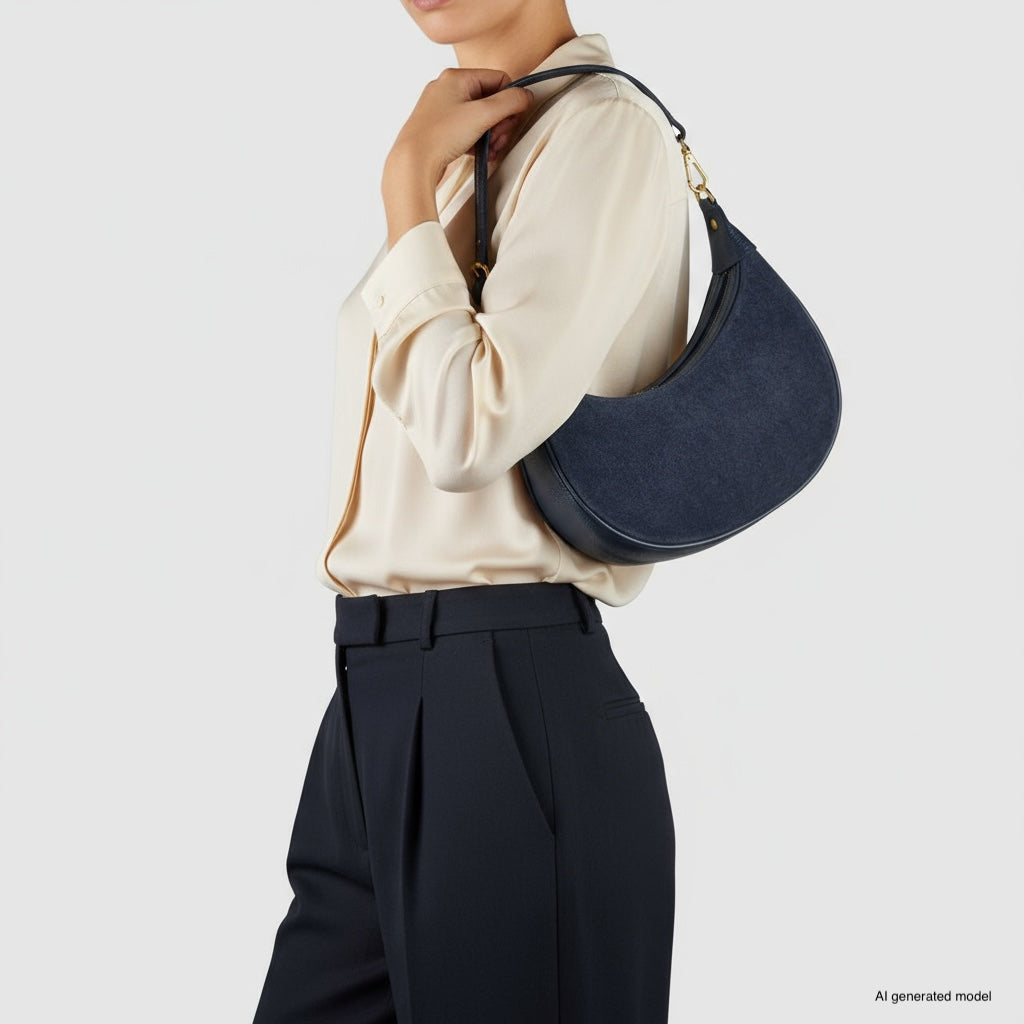 Arezzo Italian Suede & Leather Shoulder Bag
