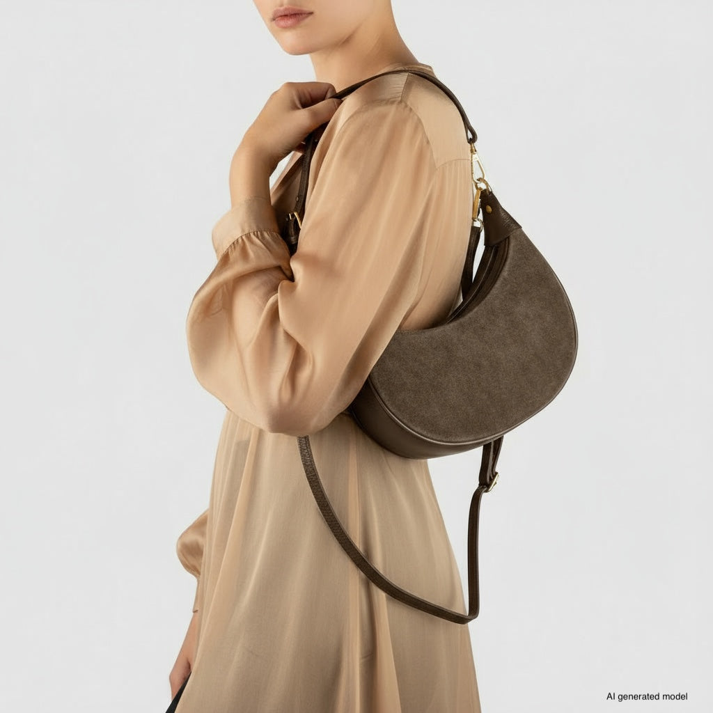 Arezzo Italian Suede & Leather Shoulder Bag