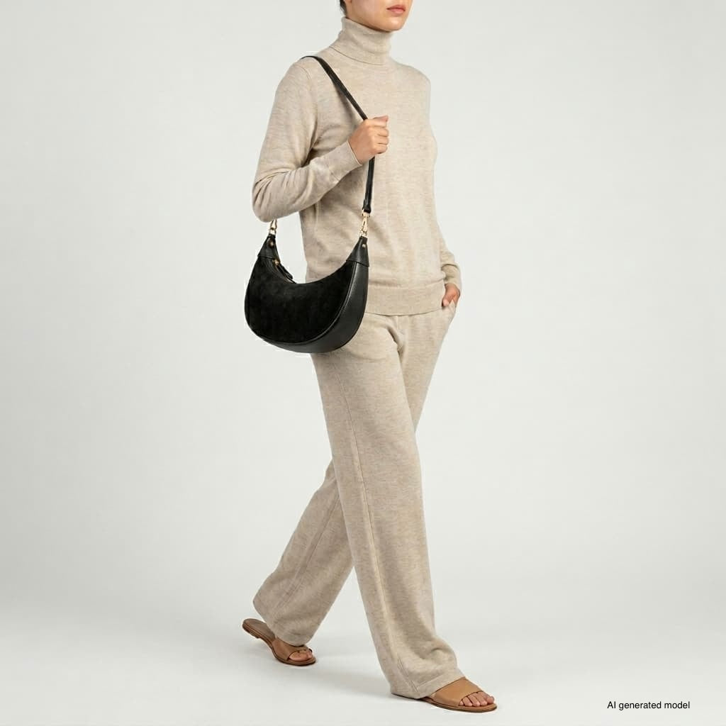 Arezzo Italian Suede & Leather Shoulder Bag