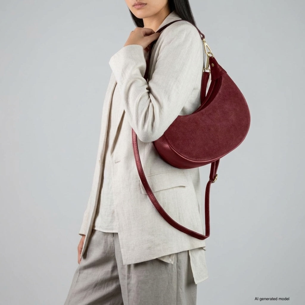 Arezzo Italian Suede & Leather Shoulder Bag