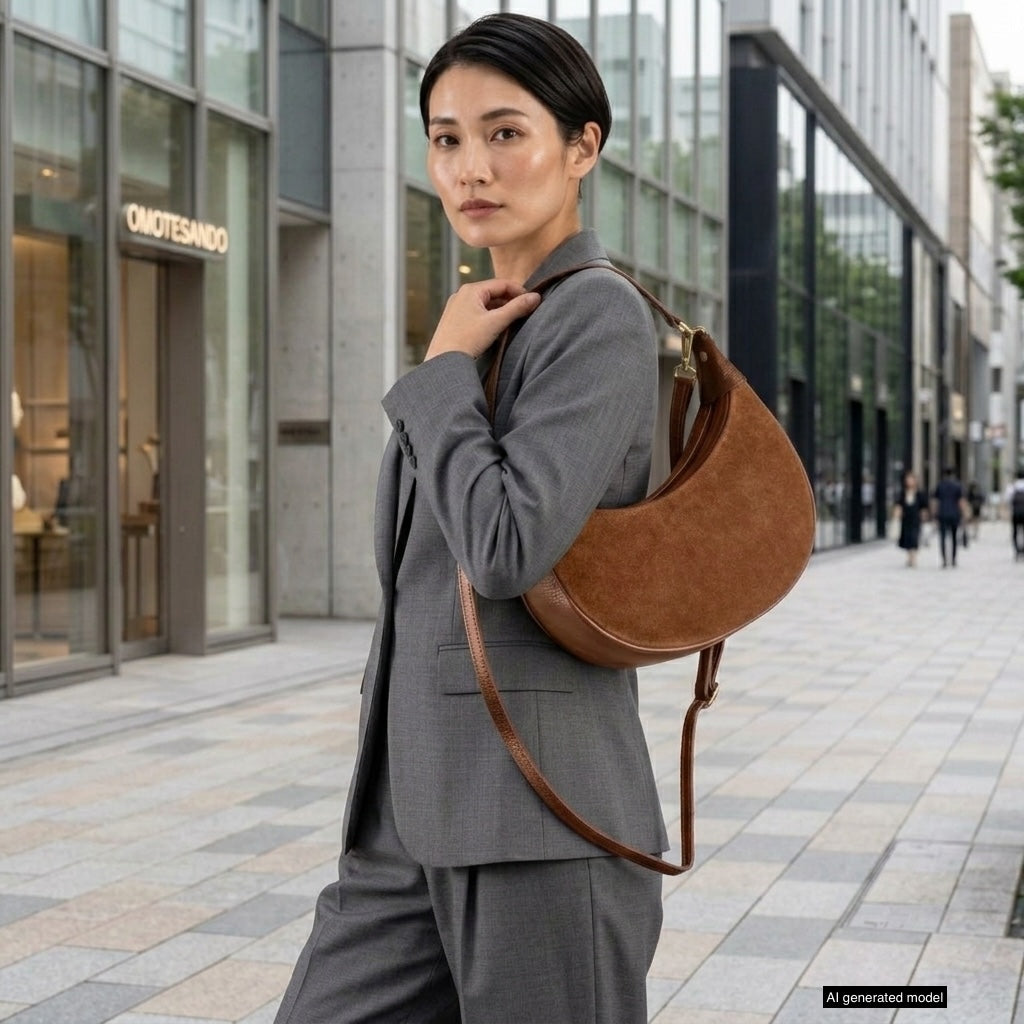 Arezzo Italian Suede & Leather Shoulder Bag