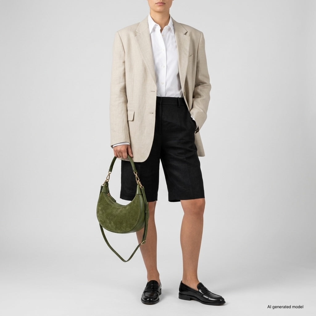 Arezzo Italian Suede & Leather Shoulder Bag
