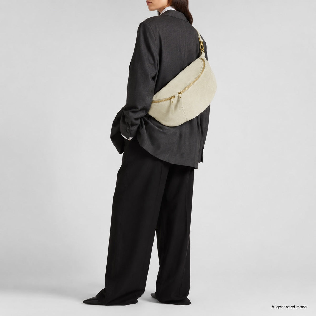 Genova Italian Suede Crescent Crossbody Bag