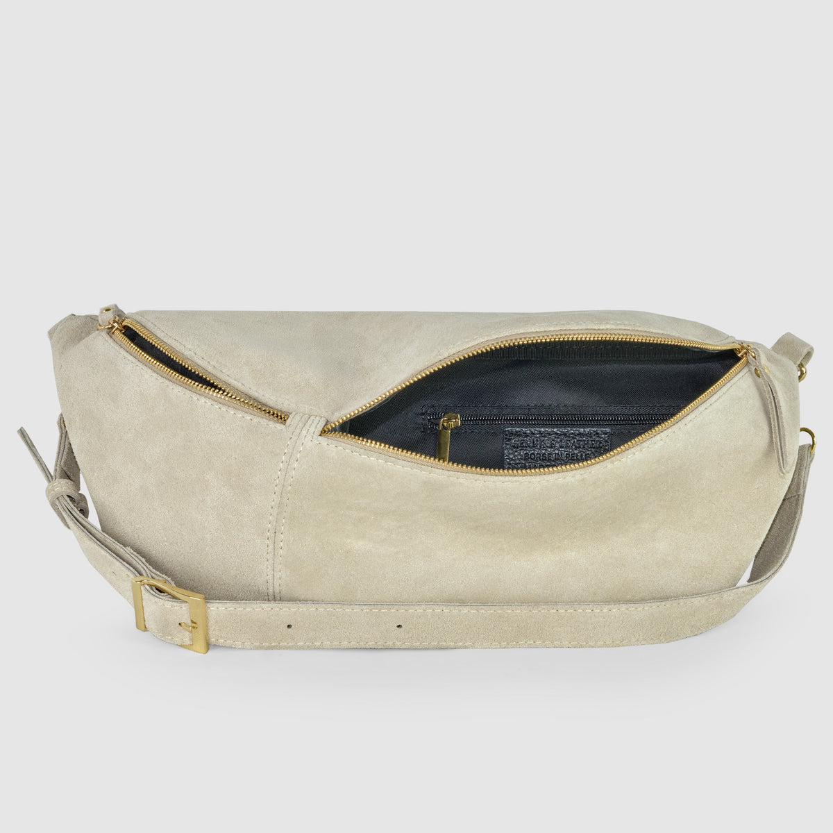 Genova Italian Suede Crescent Crossbody Bag