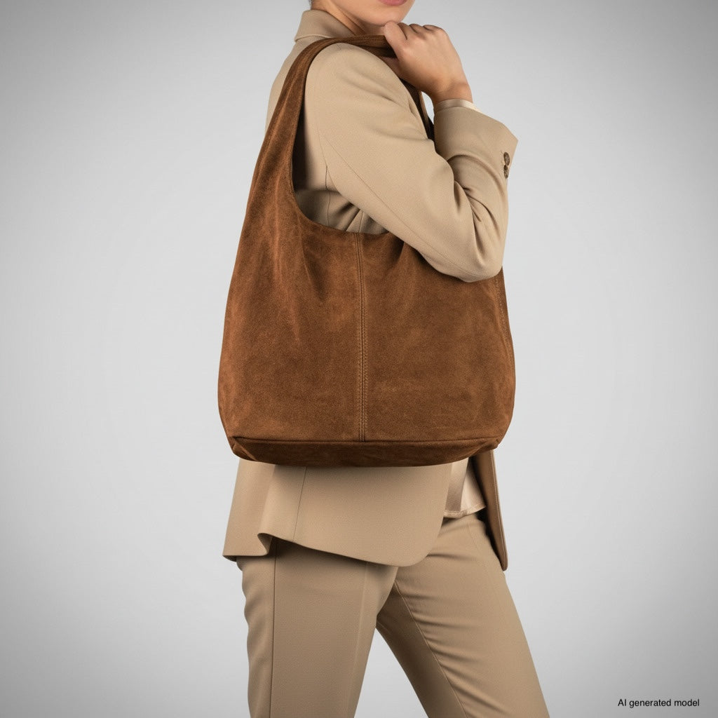 Palermo Italian Suede Hobo Shoulder Bag