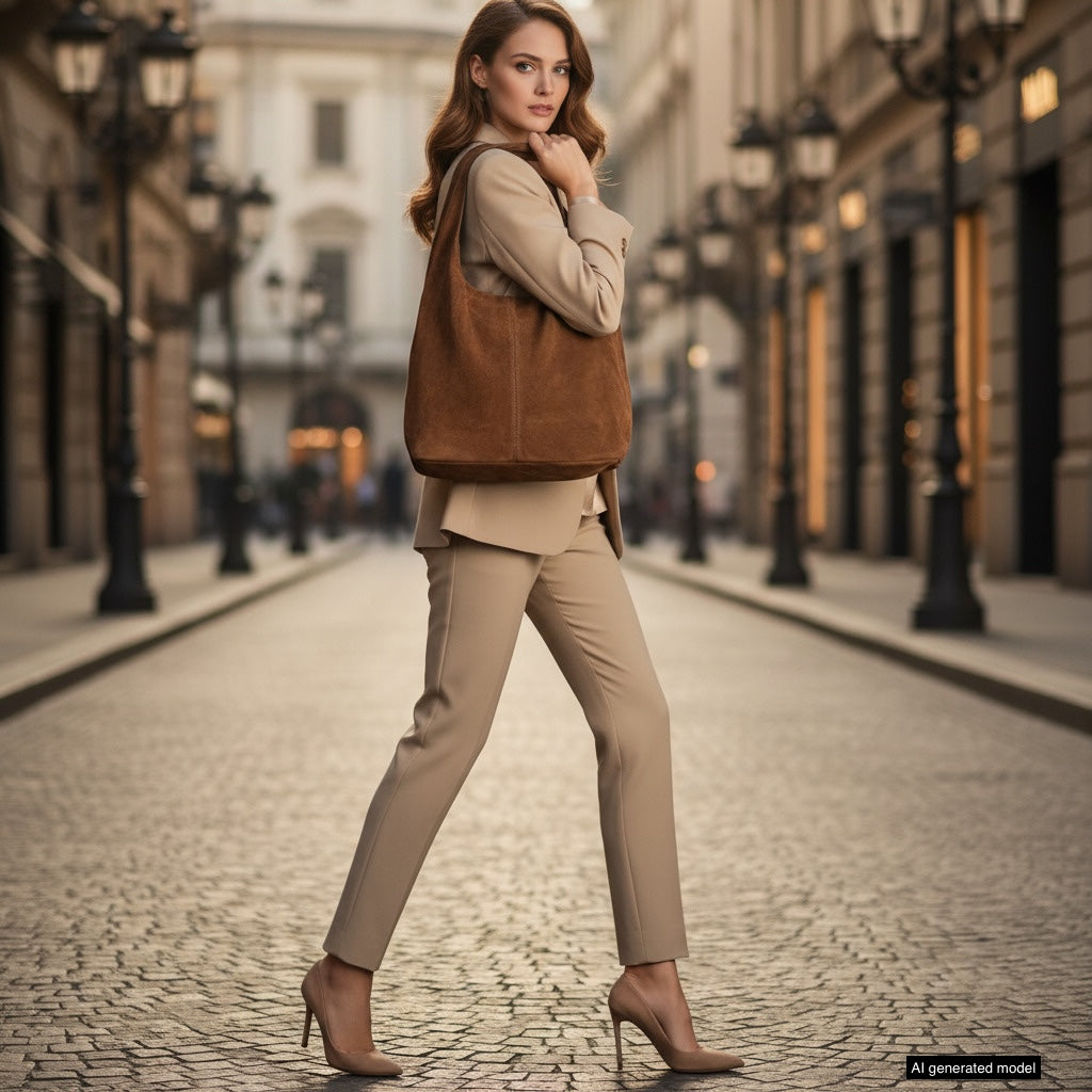 Palermo Italian Suede Hobo Shoulder Bag