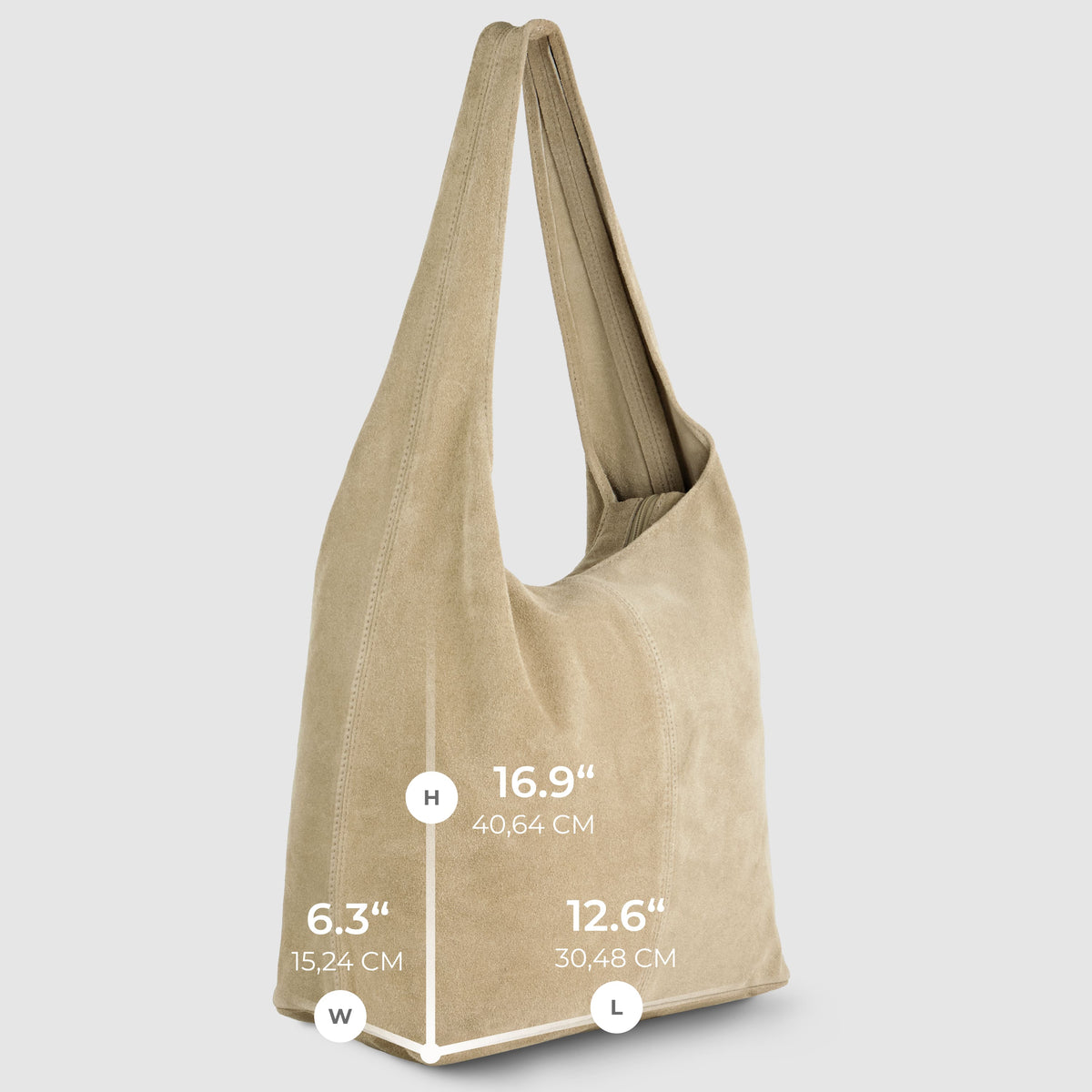 Palermo Italian Suede Hobo Shoulder Bag