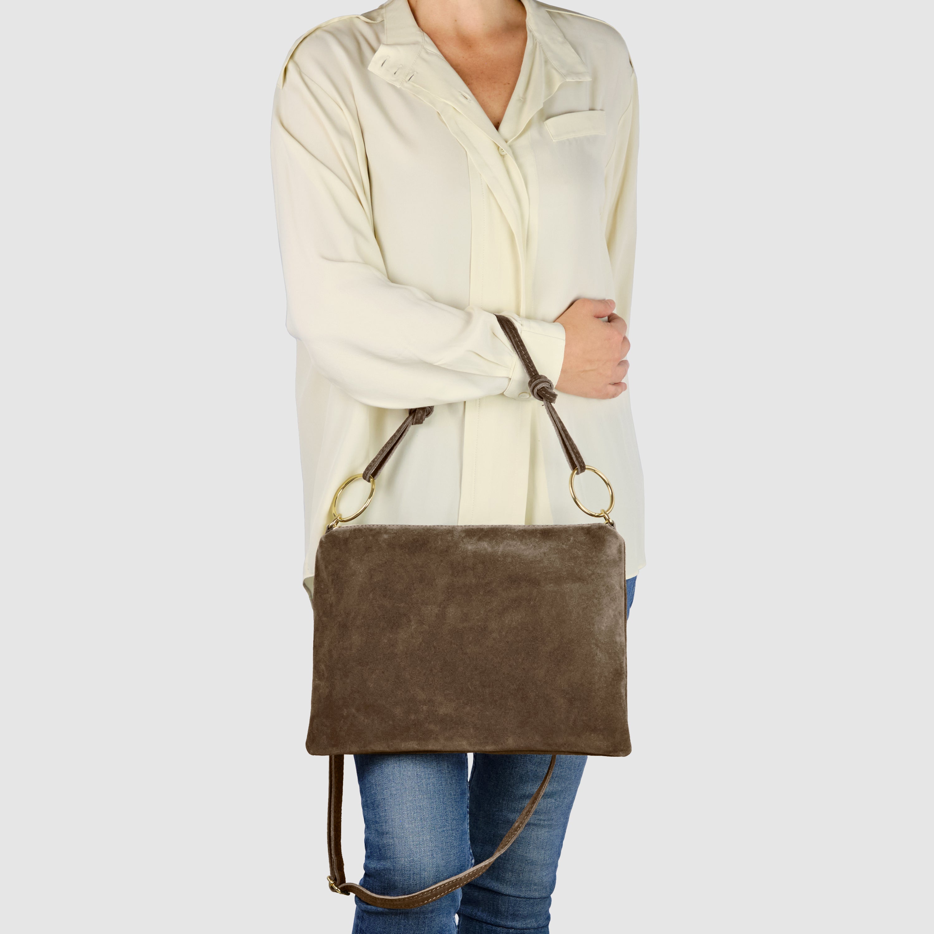 Modena Italian Suede Shoulder Bag