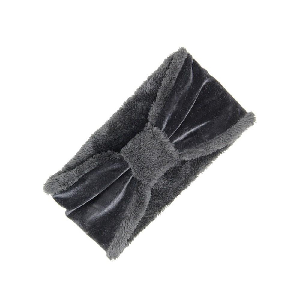 Black knotted ear-warmer headband on a white background.