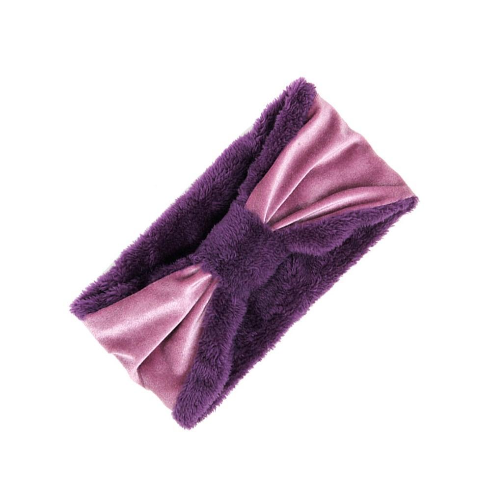 Purple knotted ear-warmer headband on a white background.