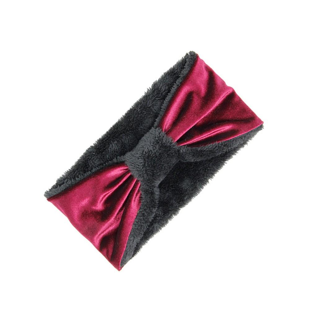 Wine-colored knotted ear-warmer headband on a white background.