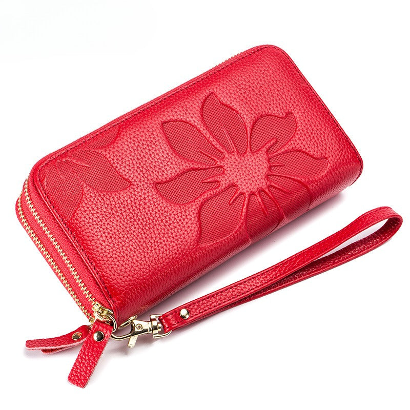 Women's Leather Double-Zip Phone Wallet