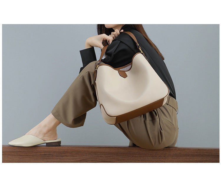Large Leather Hobo Commuter Shoulder Bag
